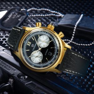 Zrezygnowanie z wklęsła szklane retro męskie mechaniczne zegarki na rękę mody małe sub-diagi luksusowe marka skórzana marka