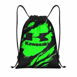 Motorcykel Kawasaki-Moto DrawString ryggsäck Sport Gym Bag Motocross String Sackpack för Cycling X7DZ#