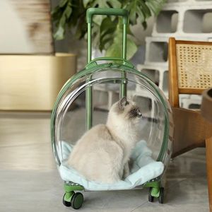 Cat Carriers Pet Trolley Box Portable Dog Outing Bag Transparent Backpack Checked Airline Accessories