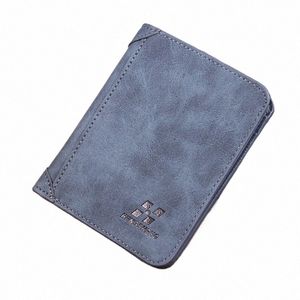 FI Men pu läder Billfold Slim Hipster Cowhide Kreditkort/ID -innehavare Insatser Mynt Purses Luxury Busin fällbara plånbok 60QH#