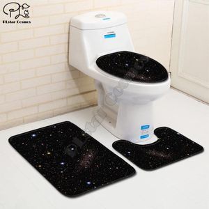 Tuvalet koltuğu kapaklar Galaxy desen komik 3d baskılı banyo kaide halı kapak kapağı banyo mat set damla stil-3