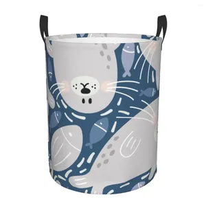 Laundry Bags Dirty Basket Cute Seal Folding Clothing Storage Bucket Toy Home Waterproof Organizer