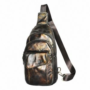 la migliore vendita Vera pelle di mucca da uomo Fi Travel Triangle Sling Chest Bag Design 8 