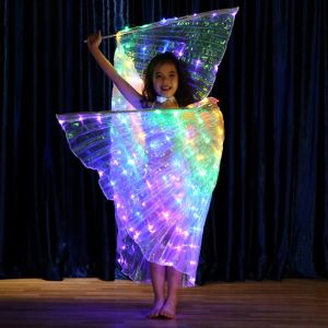 Led Rainbow Luminescent Color Cloak Dancers Ala Luminio Ala farfalla Stage Performance Belly Dancing Carnival Party Photo Prop