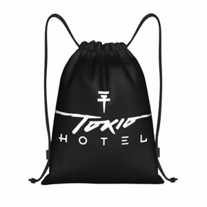 Tokio Hotel Grup Drawstring Bag Kadın Erkekler Taşınabilir Spor Salonu Sackpack Pop Rock Eğitim Depolama Sırt Çantaları 76HD#