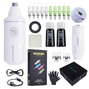 Machine Dragonhawk Series Mini Pro Rotary Tattoo Hine Kit Penna Wireless Batteria Wireless Makeup Needles Ink Set Tattoo Forniture