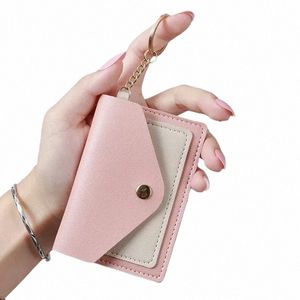 Kort plånbok Kvinnors Simple Buckle Mini-kortväska 2-i-1 Studentkort Buss tunnelbana kort bärbar liten väska färsk söt myntväska i5br#