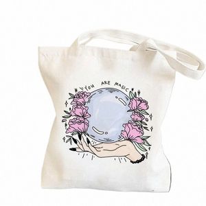 Women Shopper Bag Magic Witch You Are Magic Tarot Card Witchy Bag Harajuku Canvas Shopper Bag Girl Handbag Shoulder Lady I72R#