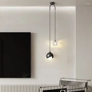 Lampada da parete Lampadari in rame nordico Comodini Luci moderne a LED Studio Camera da letto Lampade a sospensione Soggiorno Sfondo Decorazione della casa