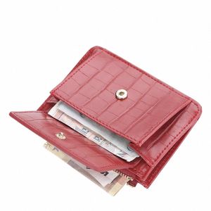 Små kvinnors plånbok med dragkedja myntficka krokodil mönster byt handväska smala korthållare damer mey väskor plånböcker för kvinnor Q4U7#