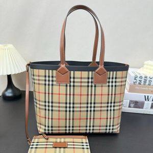 Fashion Bag Tote Women's Bag Luxury Designer Nylon Classic Checked Pattern Leather Print Large Shopping Bag Handbag No Box