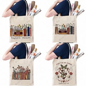 1 PC The Eras Tour Pattern Tote Bag, Floral Book Album Canvas Shoulder Bag, TS Versi Handbag, Christmas and Halen Gifts 03me#