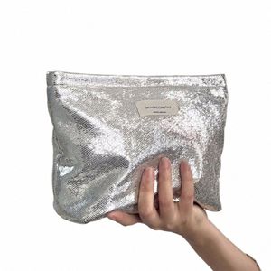 Bolsa Clutch Glitter Zip Bag Saco de armazenamento, Multi funcional grande capacidade saco de maquiagem de viagem para mulheres, W Bag J3a2 #