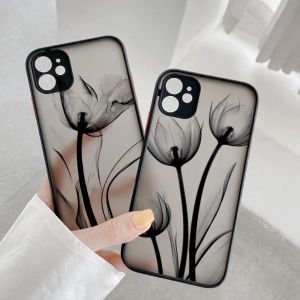 Luxury Vintage Rose Flower Phone Case för iPhone 7 8 Plus SE2 X XR XS MAX 12 13 14 11 15 Pro Max Black Back Sock Product Covers