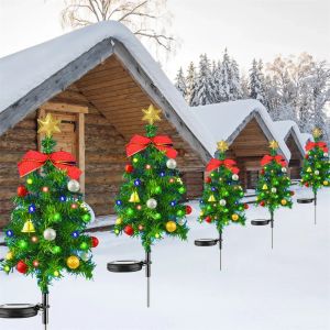 1PCソーラークリスマスツリーライト屋外の防水ソーラークリスマスランプギフト
