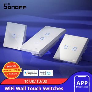 Controllo SONOFF Serie TX T0 EU/UK/US Smart Home Switch Wifi Interruttori touch Interruttore della luce a parete App wireless Controllo vocale remoto