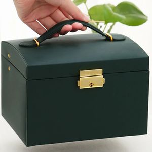 3Layers Portable Jewelry Box Organizer Display Travel Case Boxes Button Leather Storage Zipper Jewelers Joyero 240327