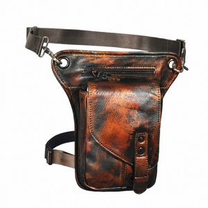 best Quality Leather Men Design Classic Shoulder Sling Bag Travel Fanny Waist Belt Pack Leg Thigh Bag For Men Male 211-6 y0Wq#