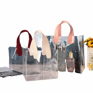 1pc Clear Tote Çanta Şeffaf Dükkan Çantaları Omuz Çanta PVC Hediye Kozmetik Plastik Poşetler N3MH#