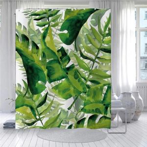 Duschgardiner polyester tyg gardin snabbtorkande växter tryck med krokar utsökt mönster badrum för