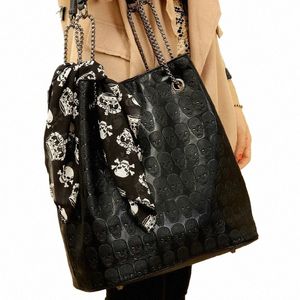 japanese Sweet Ribb Kawaii Trendy Shoulder Bags Persality Skull Y2k Aesthetic Tote Streetwear Women's Handbags s2FJ#