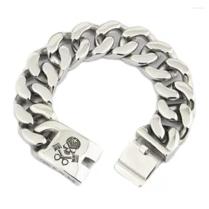 Link Bracelets Stainless Steel Deep Engraved Skull Engine Bracelet 5D106