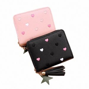 1pc donne piccolo portafoglio signore mini nappa portafoglio carino ragazza breve cerniera bella pu borsa della moneta in pelle mano femminile borsa del portafoglio u67u #