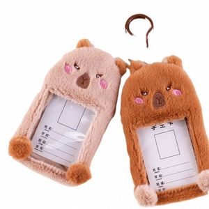 capybara Photocard Holder Kawaii Cat Rabbit Bus Card Holder INS Korean Style Plush Kpop Photocard Holder Protective Case e3A5#