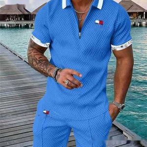 2023 Designer 4XL 5XL Designer Mens Tracksuits Marca de Verão Impresso Outfits Algodão Polo Manga Curta T-shirt e Shorts Terno Esportivo