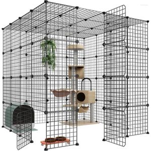 Kedi Taşıyıcılar Büyük Kafes Muhafazaları İç Mekan Çıkarılabilir Metal Tel Kennels DIY Playpen Kitten Sandık Egzersiz Yeri İdeal