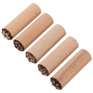 Depolama Şişeleri 5 PCS ARAÇLAR AHŞAP DOKUSU BAKIM SORUM KORKUTU DIY DIY aksesuar Desen Sütun Ahşap Damgalar Hassas Planlayıcı Çocuk