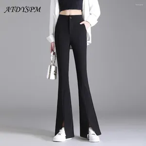 Women's Pants Black Split Flare For Women Simple Style Long Straight Trousers Womens Elegant Office Lady Formal Suit Pantalones