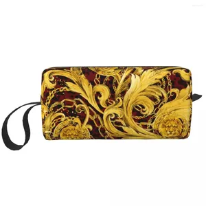 Storage Bags Travel Golden Lion Baroque Toiletry Bag Portable European Rococo Style Makeup Cosmetic Organizer Beauty Dopp Kit Box