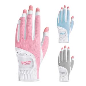 Rękawiczki 1 PAIR Otwarte palce rękawiczki golfowe oddychające z siatki Pu Sun Suncreen Palce Po lewej i prawej ręce niebieski różowy szary trzy kolory