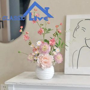装飾的な花の花DIYホームウェディングデコレーションブーケシルクフェイクバレンタインデーの装飾ボトル付き