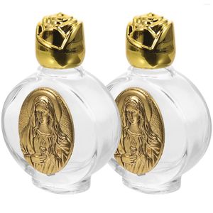 Vases 2 Pcs Pendant Embossed Holy Water Bottle Travel Light House Decorations Home Easter Oil Glass Baptism Wedding