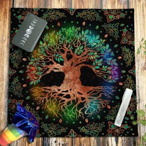 Celtic Knot Tree of Life Alchemy Symbol Pagan Witchcraft Oracle Card Mat Tarot Tablecloth Altar Cloth