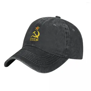 Bollmössor CCCP Yellow Baseball Cap USSR Rysk Outdoor Sport Drop Washed Trucker Hat Unisex Funny Casual