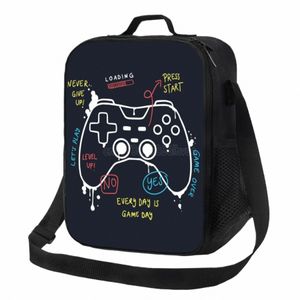 Videospelvapen Gamer Spela Gaming Isolated Lunch Bag Tote Handväska Food Ctain Cooler Pouch for Beach School Work Office N1VI#