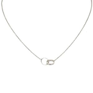 Ny klassisk design dubbel loop charms hänge kärlek halsband för kvinnor flickor 316l titanium stål bröllop smycken krage collier