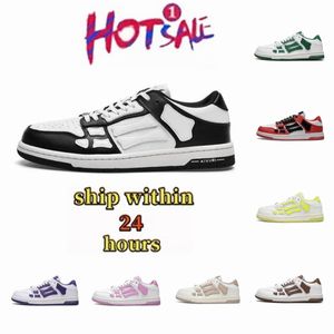 2024 Mens Womens Sneakers Skel-Top Sneakers Skel Top Baixo Couro Genuíno Sapatos Casuais Designer Mens Primavera Sapato Couro Ossos Esqueleto Applique Superior Low-Cut Runner