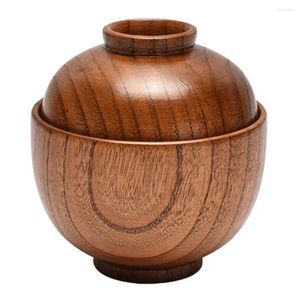 Bowls Foods Storage Wear-Resistant Soup Rice Salad Wooden Serving Bowl Home Supplies