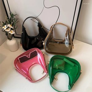 Drawstring Retro Bags For Women 2024 Fashionable Shoulder Underarm Bag Transparent Jelly Bolsa De Axila