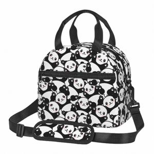 Bonito Panda Isolado Lancheira para Menina Carto Animal Print Lancheira Térmica Reutilizável Cooler Bento Tote para Piquenique Escolar de Trabalho x1iW #