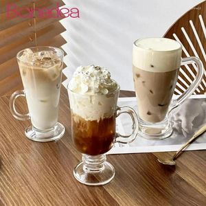 Vinglas i irländsk stil kaffekoppar Creative Latte Cup dessert juice glas med handtag transparent milkshake restaurangverktyg