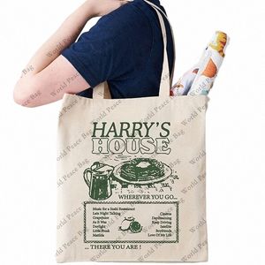 Harry's House Pattern Tote Bag, Casual Canvas Shop Bag, Travel Storage Bag Reutilizável Shop Bag Supermarket Bag k9sv #