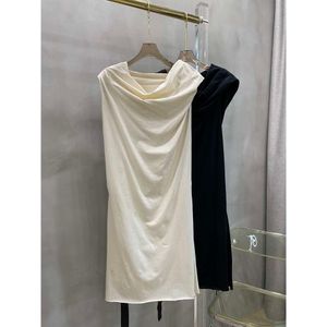 2024女性の服は二重のプリーツノースリーブニットドレス春夏新しい330