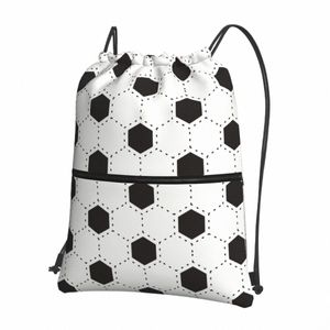 football Soccer Ball Drawstring Backpack With Zipper Pocket Sports Gym Bag Reversible String Sackpack for Working Out Y6JS#