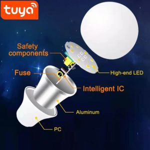 Tuya Smart LED-glödlampa Light 10W Bluetooth-kompatibel lampa E27 RGBW LED-lampa Färg Byt lampada RGB+CCT Decor Home AC85-265V