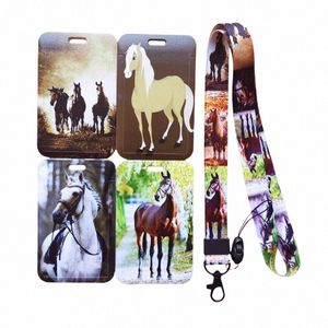 boys Animal Horse Lanyard ID Card Holder Office Worker Cardholder Horses Credit Card Case Card Protector Christmas Gift F4Ub#